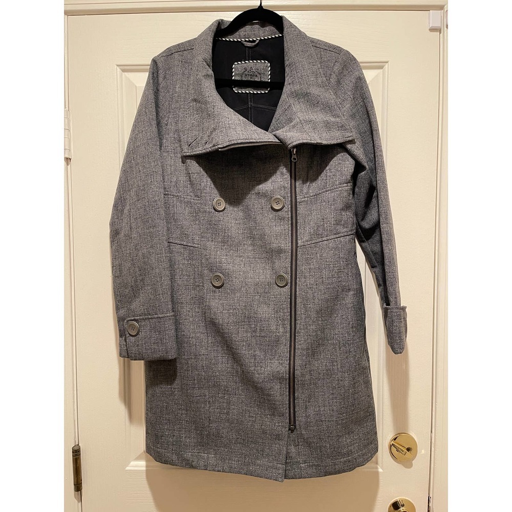 Prana Gray Asymmetrical Zip Wool-Blend Coat